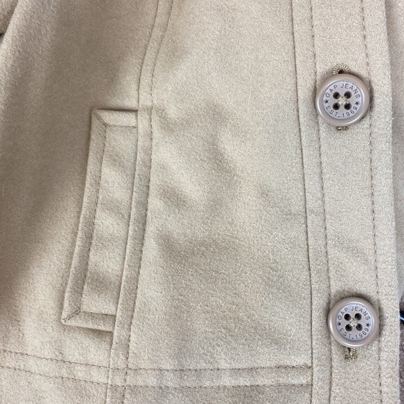 Gap Women's Tan Wool Blend Cropped Winter Pea Coat M - Picture 5 of 7